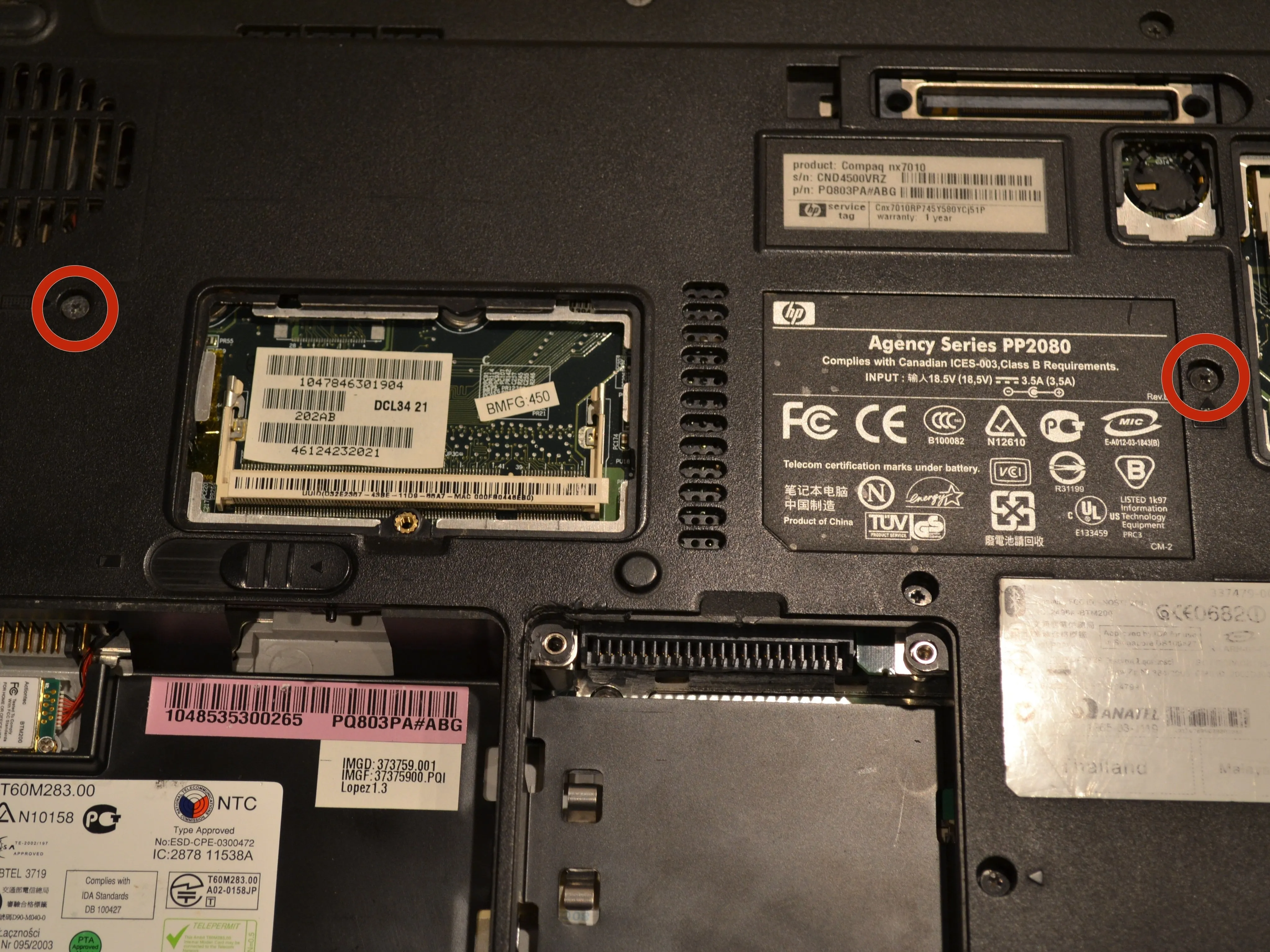 Разбор ноутбука HP Compaq nx7010 Business Notebook Teardown: шаг 9, изображение 1 из 3