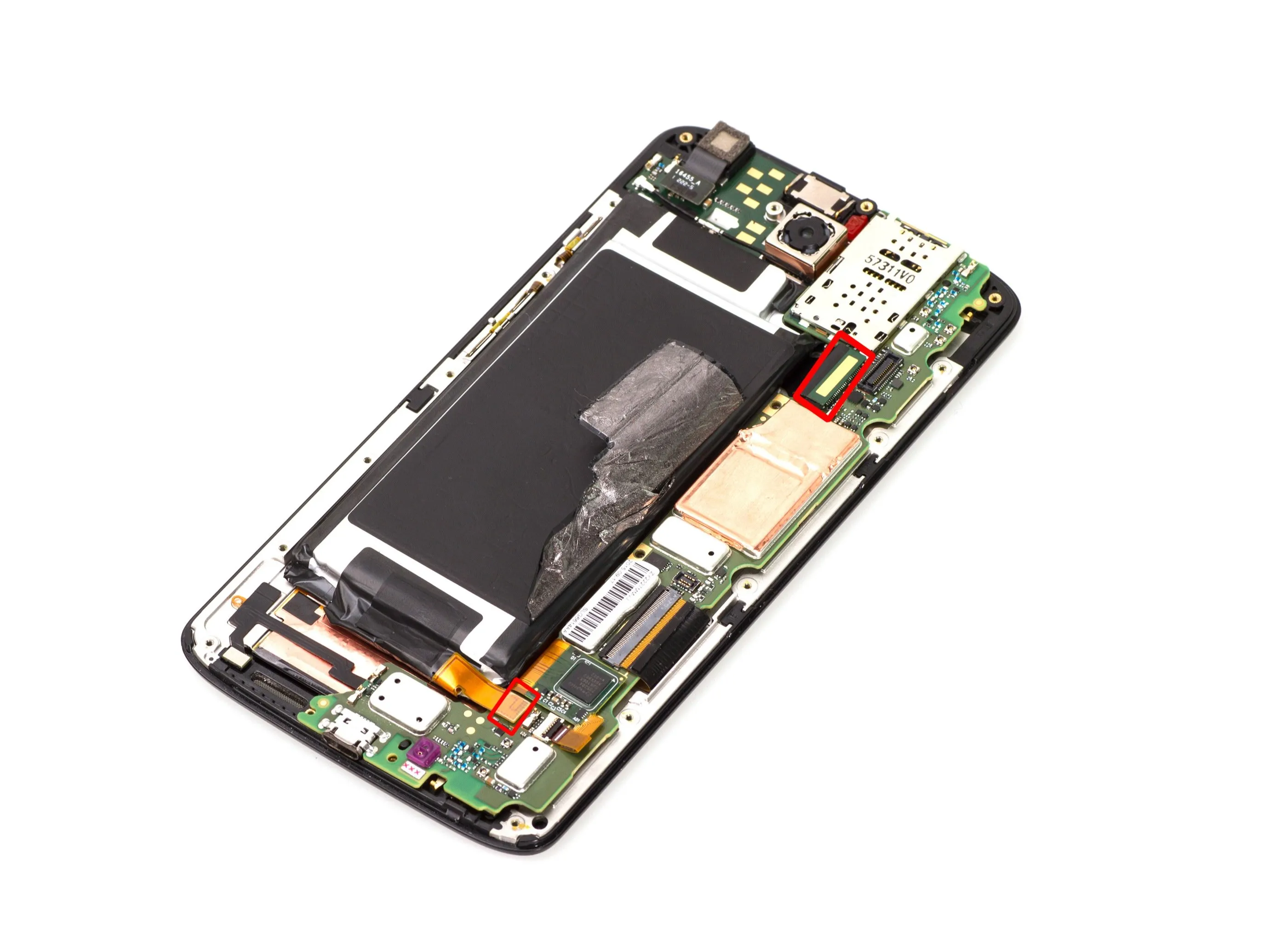 Motorola Moto X Force Teardown, освободите разъем аккумулятора и разъем боковой кнопки.: шаг 13, изображение 1 из 1