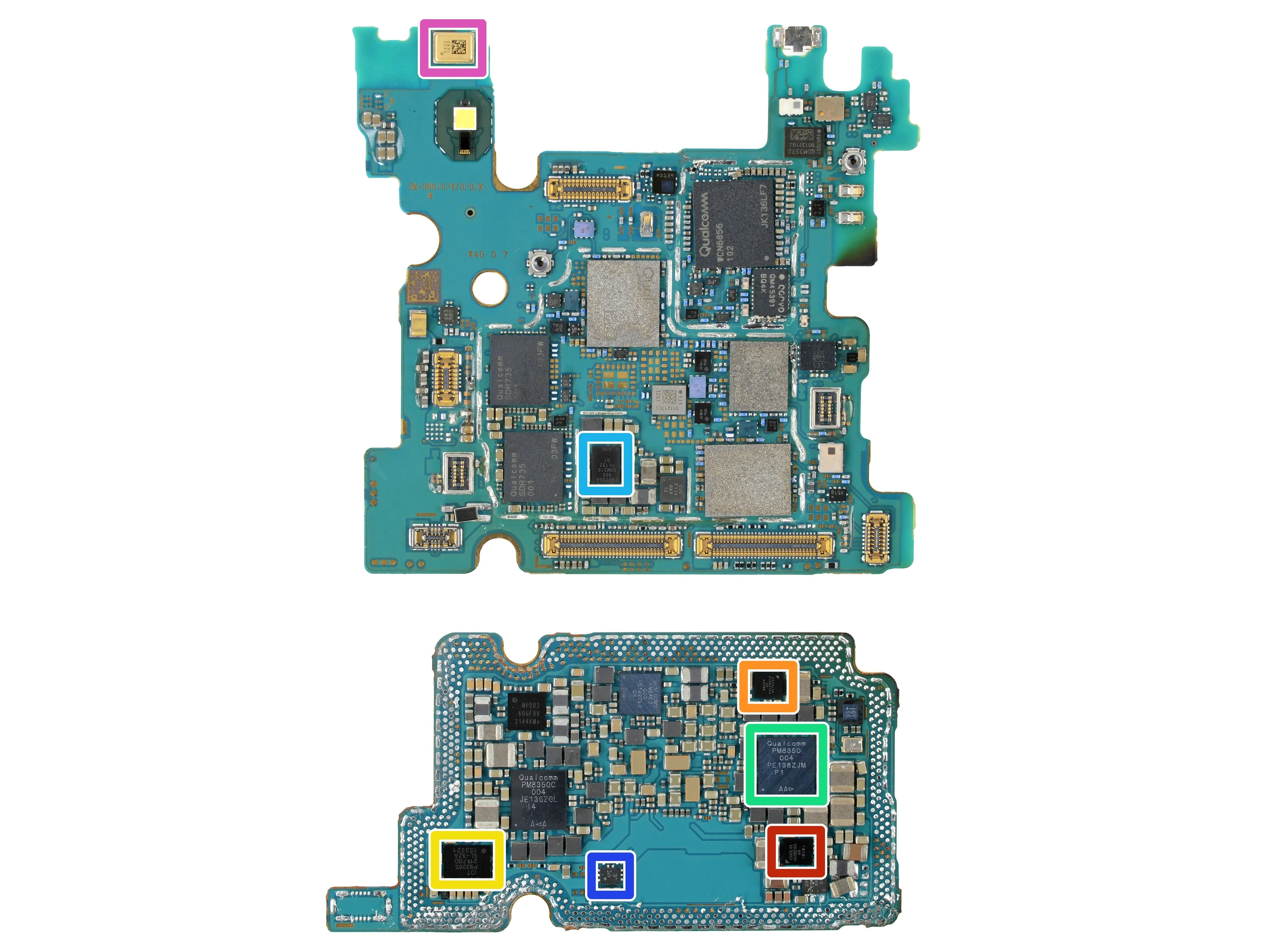 Идентификатор микросхемы Samsung Galaxy S22, сторона 2 основной платы: шаг 4, изображение 1 из 2