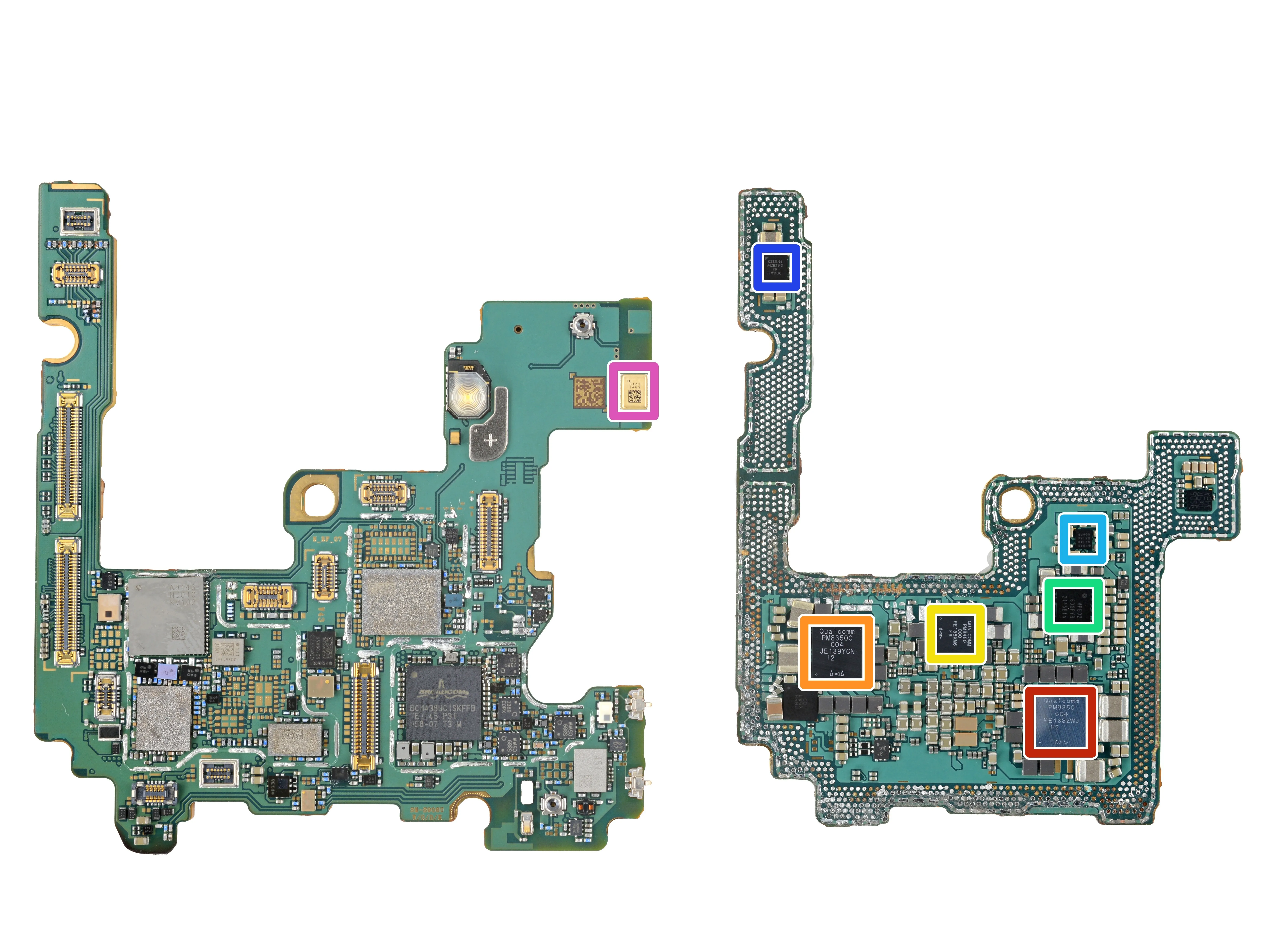 Идентификатор микросхемы Samsung Galaxy S22 Ultra, сторона 2 основной платы: шаг 5, изображение 1 из 2