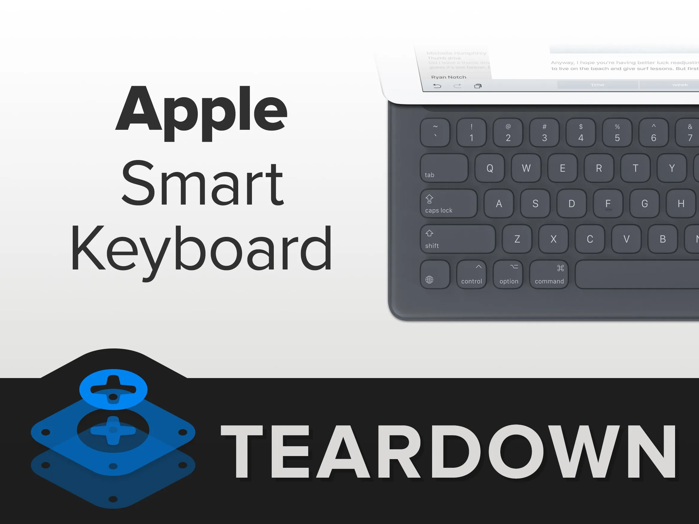 Разборка клавиатуры Smart Keyboard, разборка клавиатуры Smart Keyboard: шаг 1, изображение 1 из 3